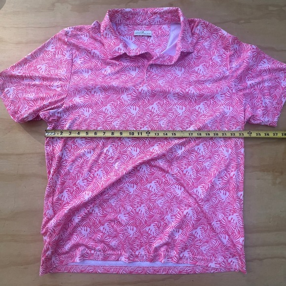 Grand Slam Other - Grand Slam Performance Mens XXL Pink Tropical Monstera Leaf Print GolfPolo Shirt